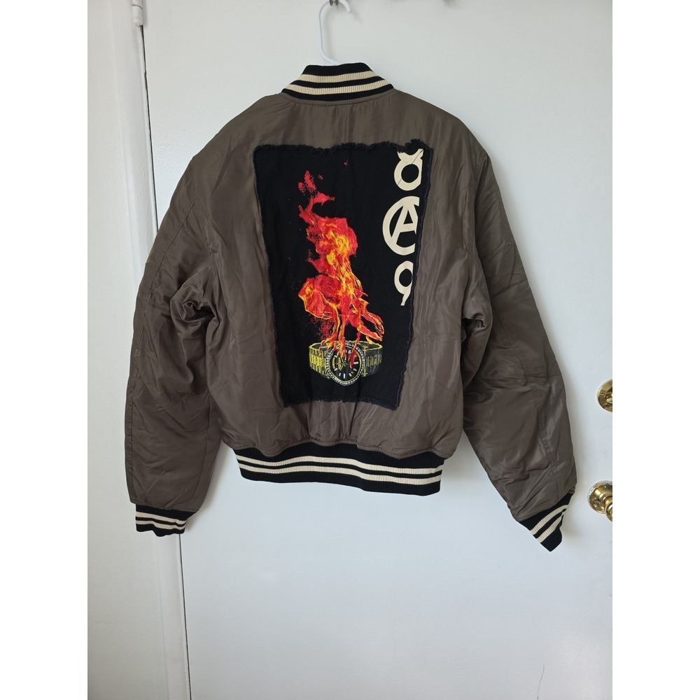 8&9 Clothing Time Is Money Jacket Large Army Green Flaming Watch